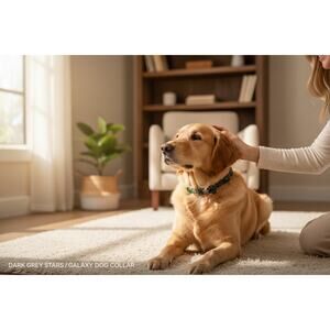 Dark grey stars/galaxy dog collar - Size Medium